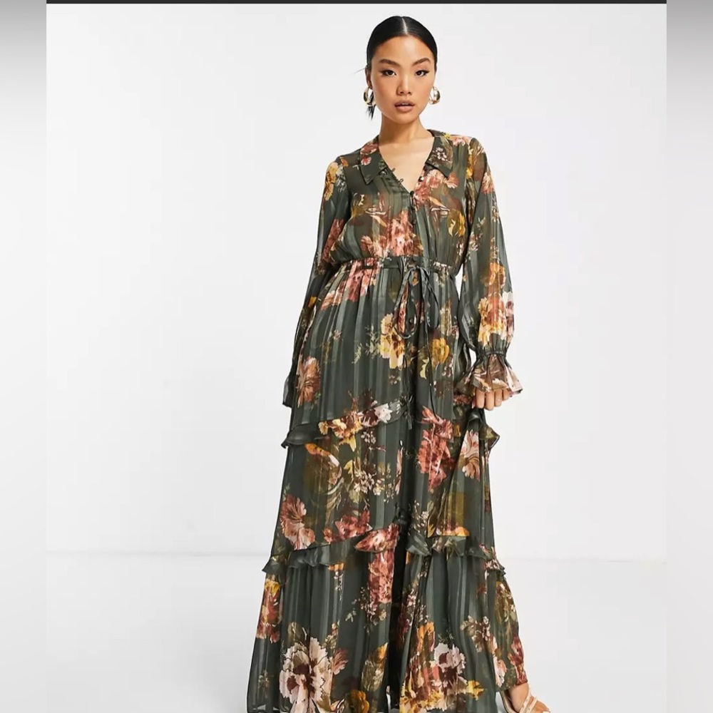 ASOS Olive Green and Floral dress